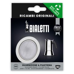 Набор для стальных гейзерных кофеварок на 10 чашек: 1 уплотнитель силиконовый + 1 фильтр, Bialetti