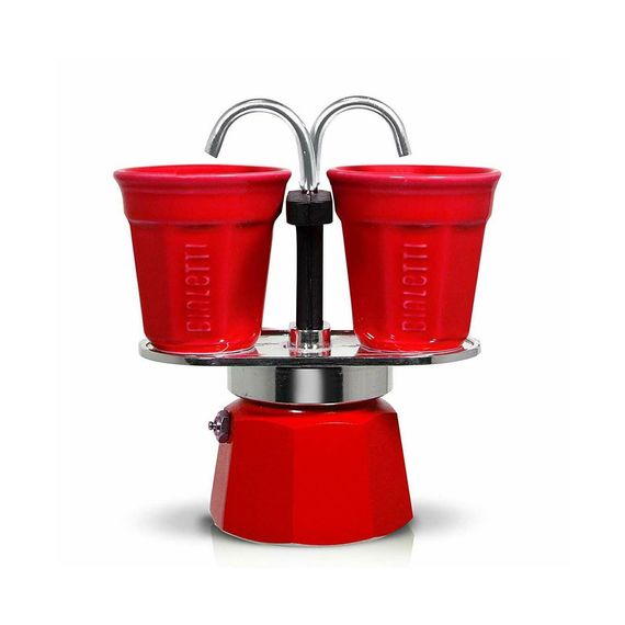 Набор Гейзерная кофеварка Mini Express красная (90 мл) + 2 чашки, Bialetti