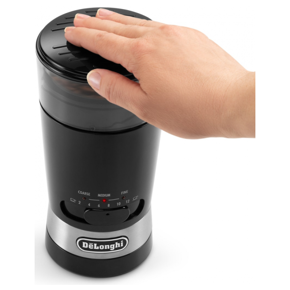 Кофемолка электрическая KG210, пластик, нержавеющая сталь, DeLonghi, изображение 4