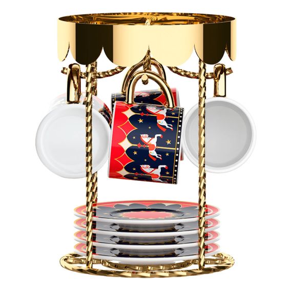 Набор из 4-х чашек и блюдец на подставке карусель, Bialetti