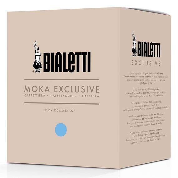 Гейзерная кофеварка MOKA EXPRESS Exclusive на 6 чашек, голубая, алюминий, Bialetti, изображение 2