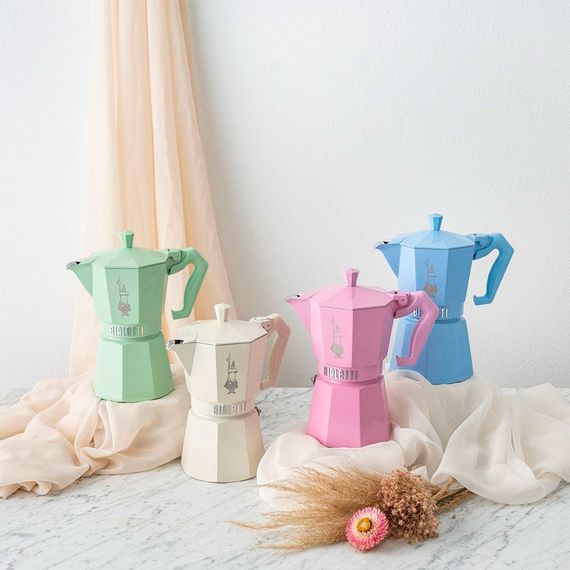 Гейзерная кофеварка MOKA EXPRESS Exclusive на 6 чашек, голубая, алюминий, Bialetti, изображение 3
