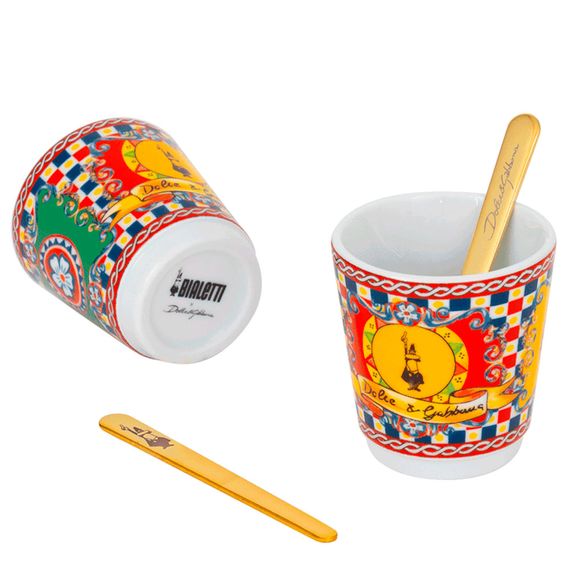 Набор Moka Express D&G: гейзерная кофеварка на 2 чашки, 2 чашки, 2 мешалки, Bialetti, изображение 5
